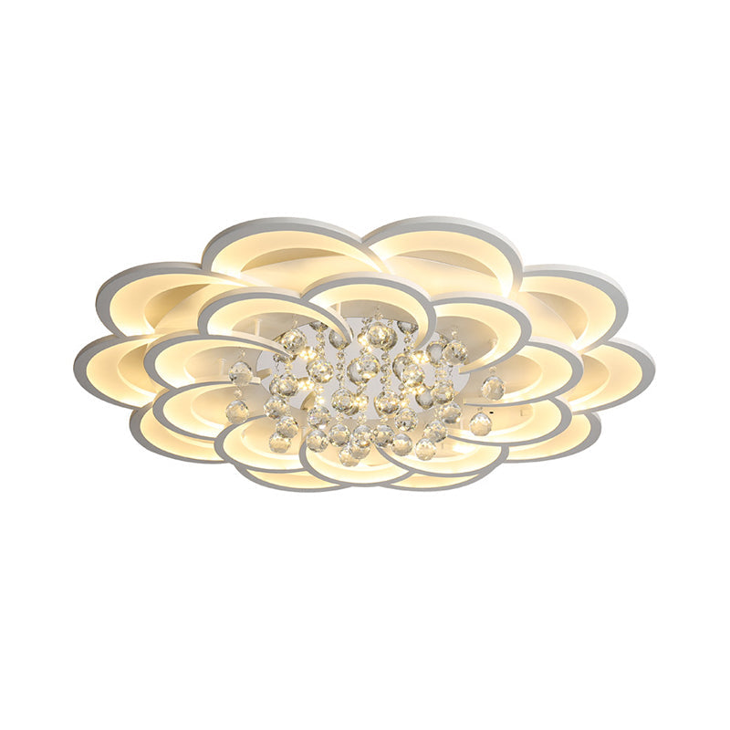 Modern Floral Iron Flush Mount Led Ceiling Light In Warm/White - 20.5/27/31.5 W White Fixture