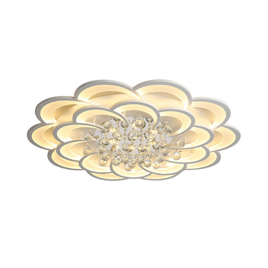 Modern Floral Iron Flush Mount Led Ceiling Light In Warm/White - 20.5/27/31.5 W White Fixture