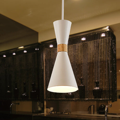 Nordic Metal Hourglass Mini Pendant Light - 1 Living Room & Hallway Hanging Lamp White