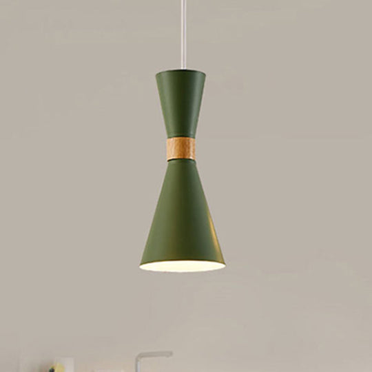 Nordic Metal Hourglass Mini Pendant Light - 1 Living Room & Hallway Hanging Lamp Green