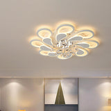White Windmill Flush Lamp Led Acrylic Ceiling Fixture With Crystal Drop - 27/31.5 Modernist Design