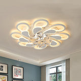 White Windmill Flush Lamp Led Acrylic Ceiling Fixture With Crystal Drop - 27/31.5 Modernist Design