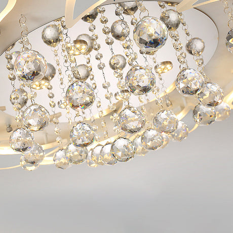 White Windmill Flush Lamp Led Acrylic Ceiling Fixture With Crystal Drop - 27/31.5 Modernist Design