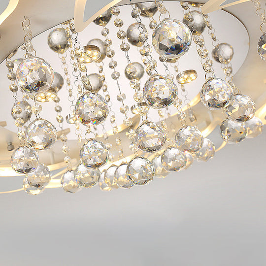 White Windmill Flush Lamp Led Acrylic Ceiling Fixture With Crystal Drop - 27/31.5 Modernist Design