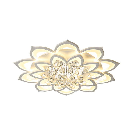 Contemporary Led Acrylic Flushmount Ceiling Light With Crystal Drop In Warm/White - 27’/31.5’ W