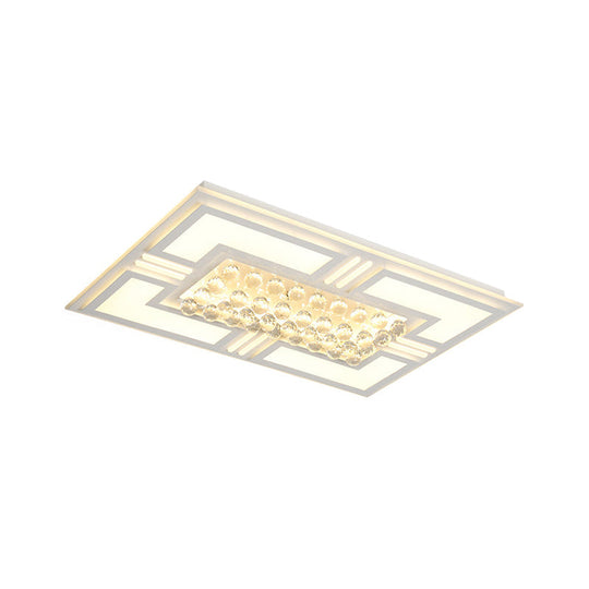 20.5’/35.5’ Wide Crystal Square/Rectangle Led Flush Ceiling Light Fixture (Warm/White)
