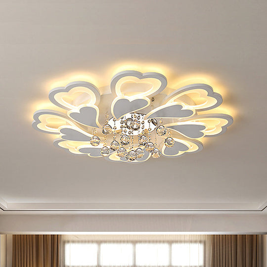 Loving-Heart Led Flush Light In Warm/White - Contemporary Acrylic Design 27’/31.5’ Wide White /