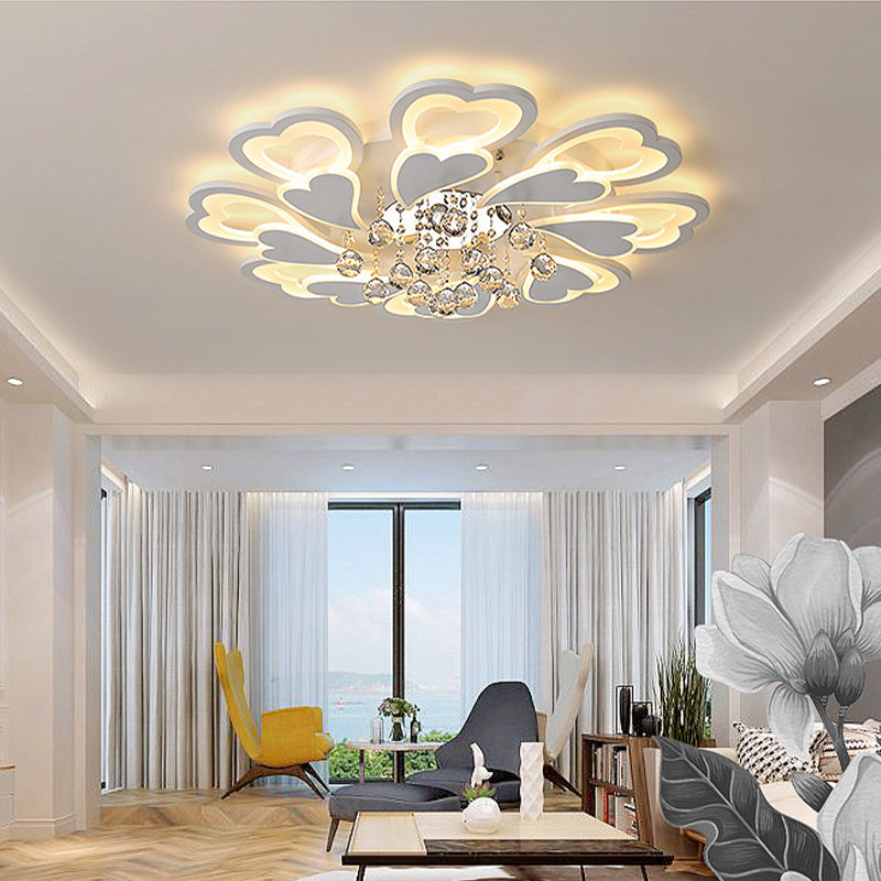 Loving-Heart Led Flush Light In Warm/White - Contemporary Acrylic Design 27/31.5 Wide