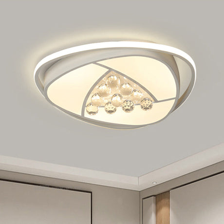 Modern Led Triangle Flush Ceiling Lamp - 16.5/20.5 Acrylic & Clear Crystal White Light