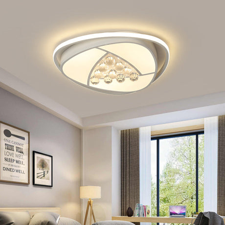 Modern Led Triangle Flush Ceiling Lamp - 16.5’/20.5’ Acrylic & Clear Crystal White Light