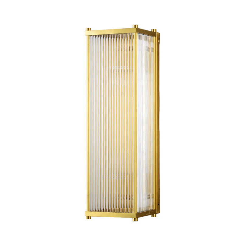 Modern Gold Wall Sconce Light With Fluted Crystal Detail Perfect For Living Room