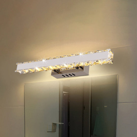 Modern Led Crystal Vanity Mirror Light Sconce - 11.5/16.5 Wide Rectangle White Wall Lighting For