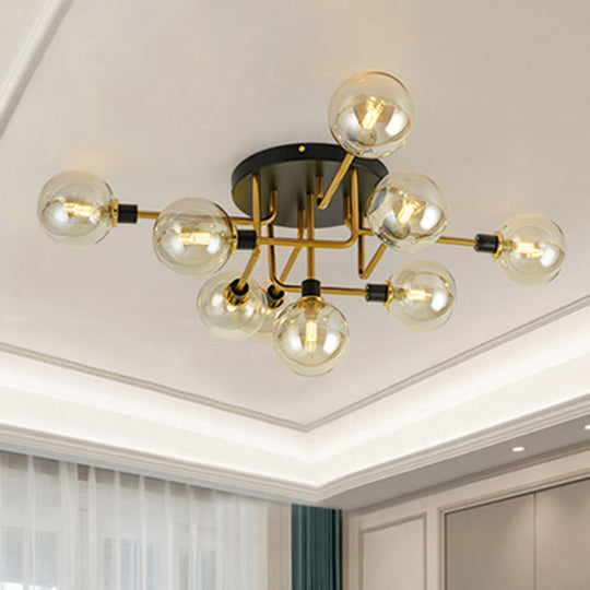 Modern Multi - Head Ceiling Lamp With Glass Metal Sphere Shade For Hotels