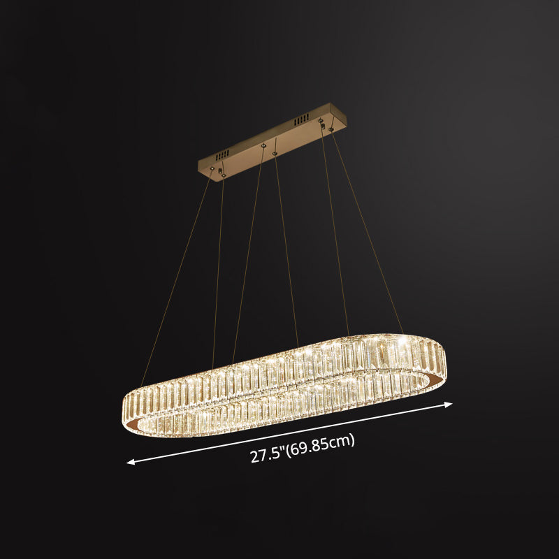 Led Crystal Pendant Light For Restaurant With Stainless Steel Island Design