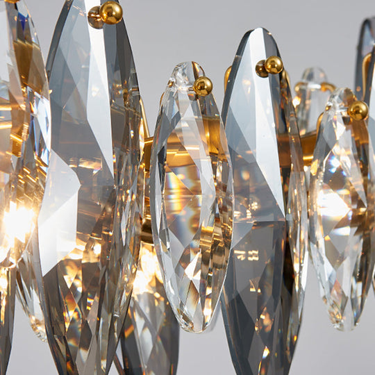 Postmodern Smoke Grey Glass Leaf Suspension Lamp Gold Restaurant Island Light