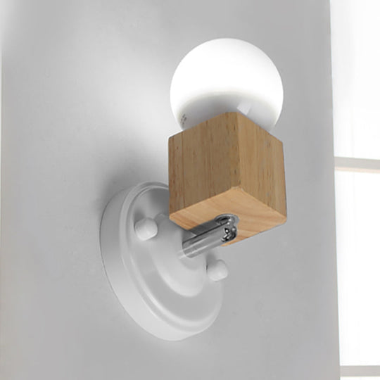 Retro Metal And Wood Exposed Ceiling Mounted Light - White Finish | 1 Head Adjustable Semi Flush