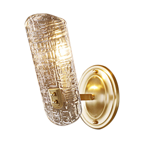 Prism Crystal Wall Sconce With 1/2 Lights - Brass Mount For Corridors