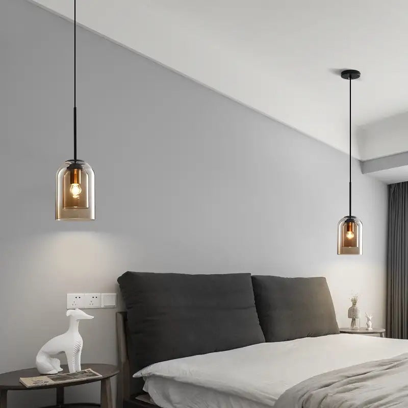 Modern Glass Pendant Ceiling Light For Bedroom - Bell Hanging Lamp