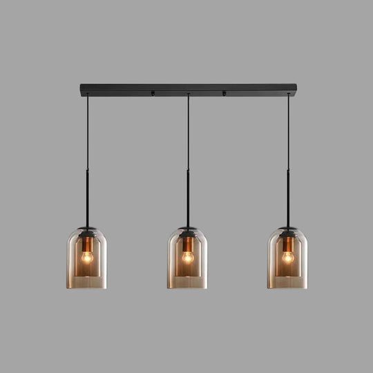 Modern Glass Bell Pendant Lamp For Stylish Bedroom Ceiling 3 / Cognac Linear