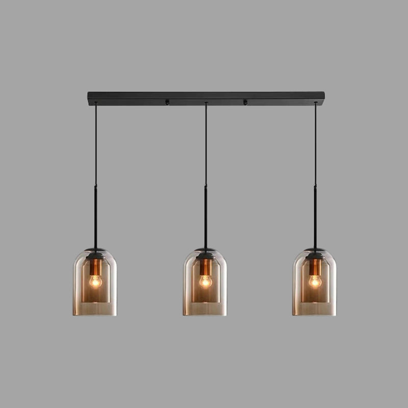 Modern Glass Pendant Ceiling Light For Bedroom - Bell Hanging Lamp 3 / Cognac Linear