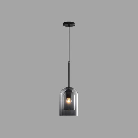 Modern Glass Pendant Ceiling Light For Bedroom - Bell Hanging Lamp 1 / Grey Round