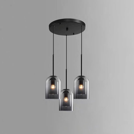 Modern Glass Bell Pendant Lamp For Stylish Bedroom Ceiling 3 / Grey Round