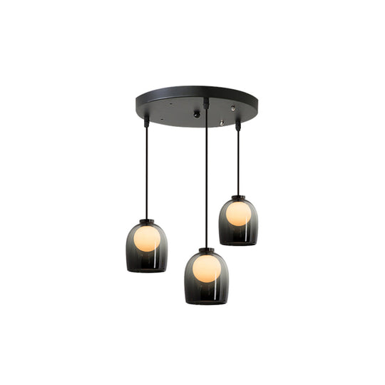 Modern Glass Pendant Lamp For Dining Room Table - Bell Hanging Light Fixture 3 / Grey