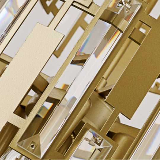 Postmodern Crystal Block Wall Light Fixture: 1 Gold Mount For Living Room