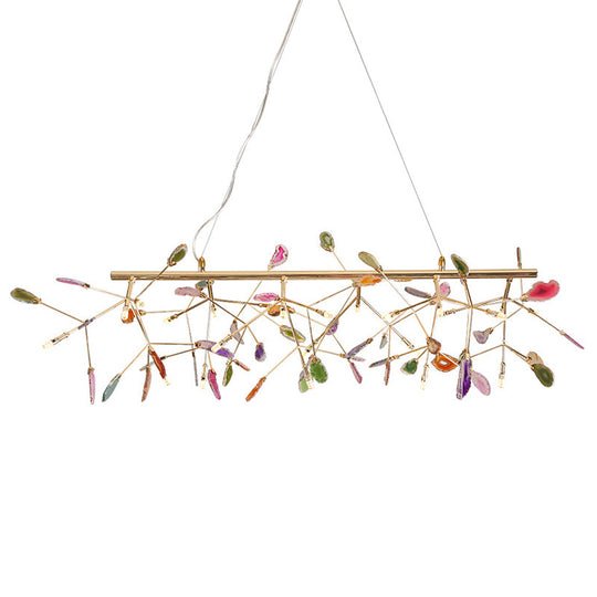Modern Colorful Island Light Fixture With Agate Stone Pendant For Dining Restaurants