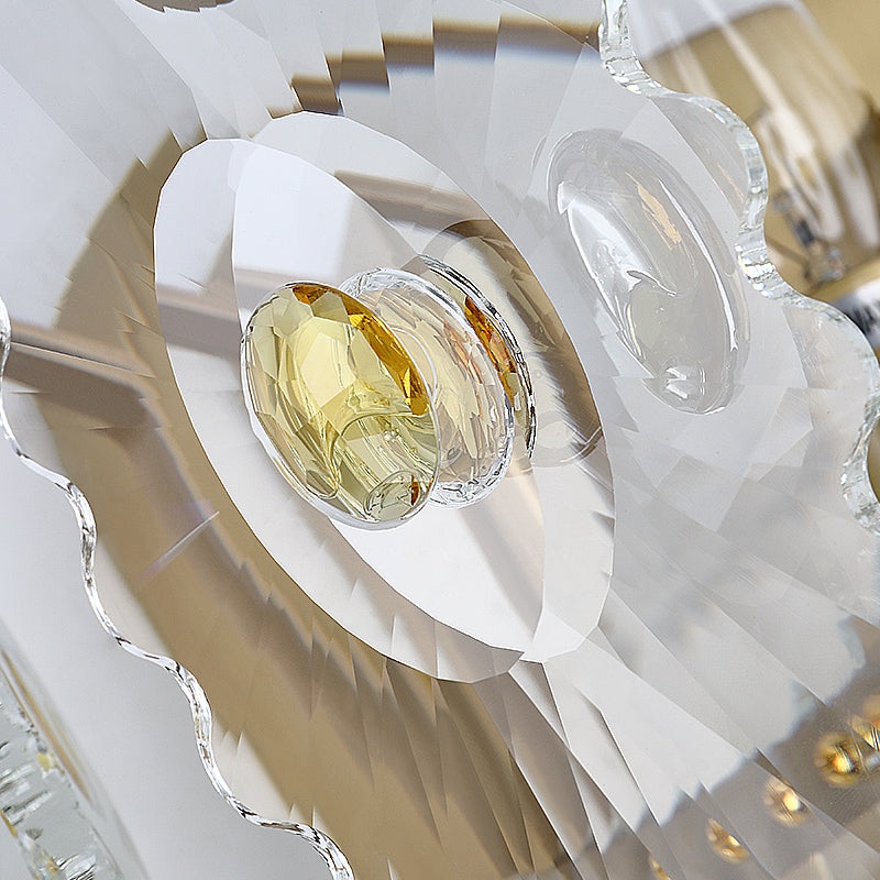 Postmodern 2-Light Wall Sconce With Clear Crystal And Green/Gold Gem Accent