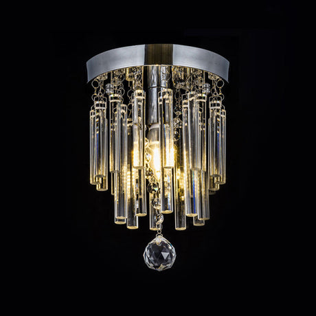 Round Chrome Crystal Bar Flush Mount Ceiling Light - Bare Bulb Flushmount Clear / 10