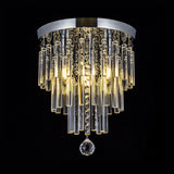 Round Chrome Crystal Bar Flush Mount Ceiling Light - Bare Bulb Flushmount Clear / 14