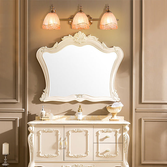 Modern Floral Wall Sconce With Amber Glass Brass Finish 2/3 Bulbs - 16.5/24.5 W