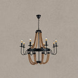 Industrial Wagon Wheel Chandelier Pendant With Adjustable Hanging Chain - Metal Ceiling Light For