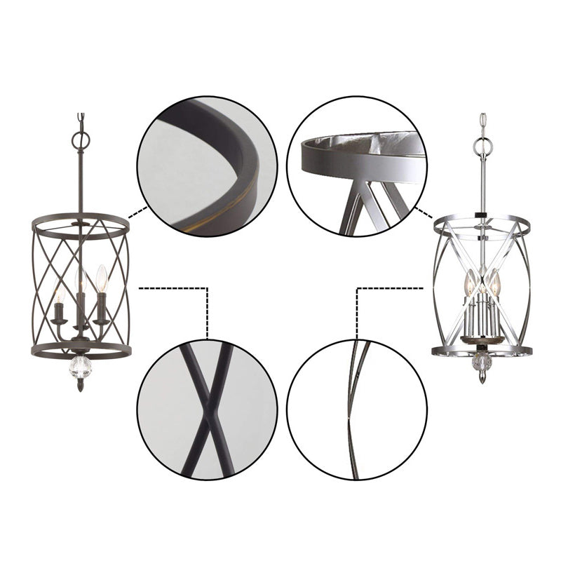 Farmhouse Trellis Cage Ceiling Chandelier With Hanging Chain - Classic Metal Light