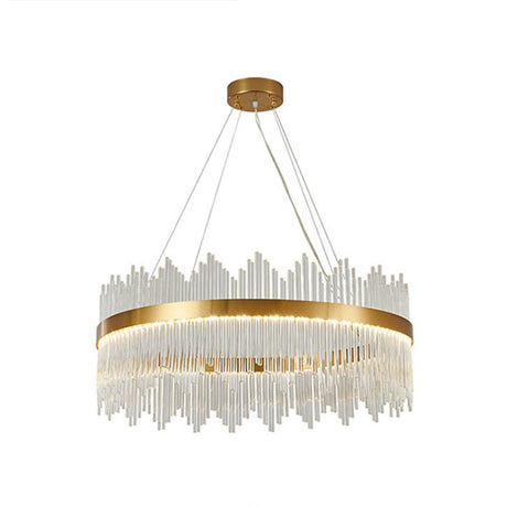 Adjustable Modern Crystal Drum Chandelier Pendant Light For Living Room Ceiling Gold / 47.5 Round