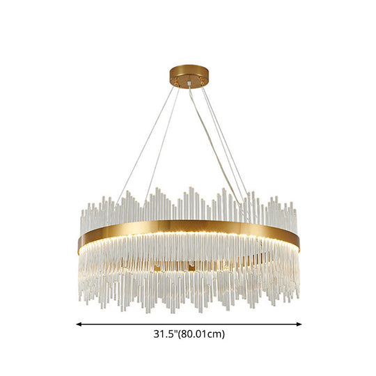Adjustable Glass Crystal Drum Chandelier Pendant Light For Modern Living Rooms