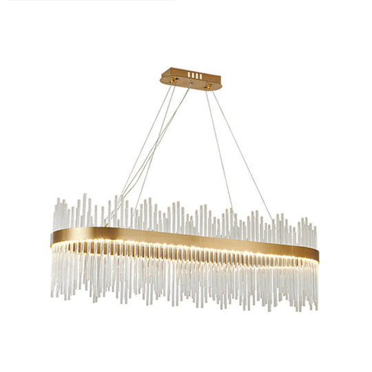 Adjustable Glass Crystal Drum Chandelier Pendant Light For Modern Living Rooms Gold / 39.5’ Oval