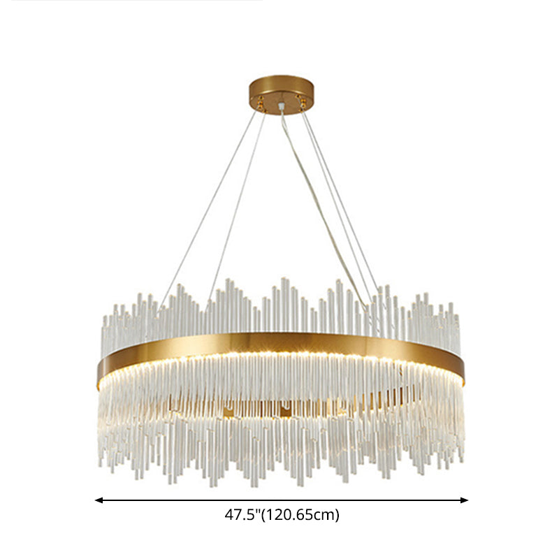 Adjustable Glass Crystal Drum Chandelier Pendant Light For Modern Living Rooms