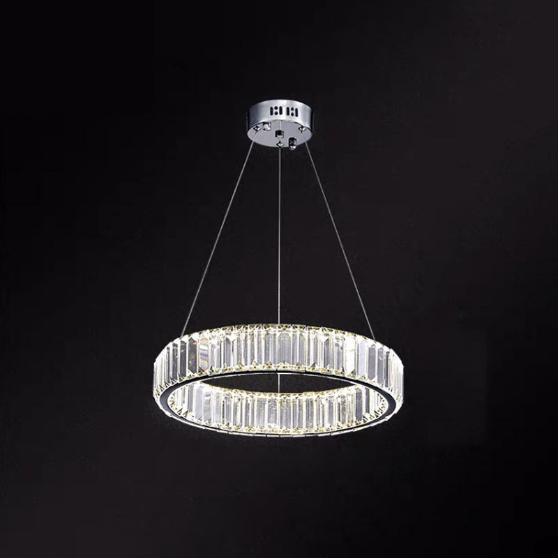 Contemporary Led Crystal Chandelier Pendant Light For Living Room Chrome / 16’ Warm