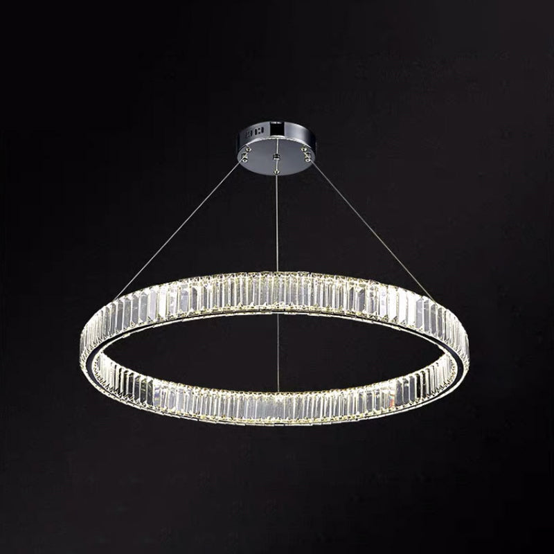 Contemporary Led Crystal Chandelier Pendant Light For Living Room Chrome / 31.5’ Warm