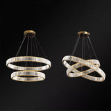 Modern Led Crystal Chandelier For Living Room Suspension Pendant Light Gold / 24+31.5 White