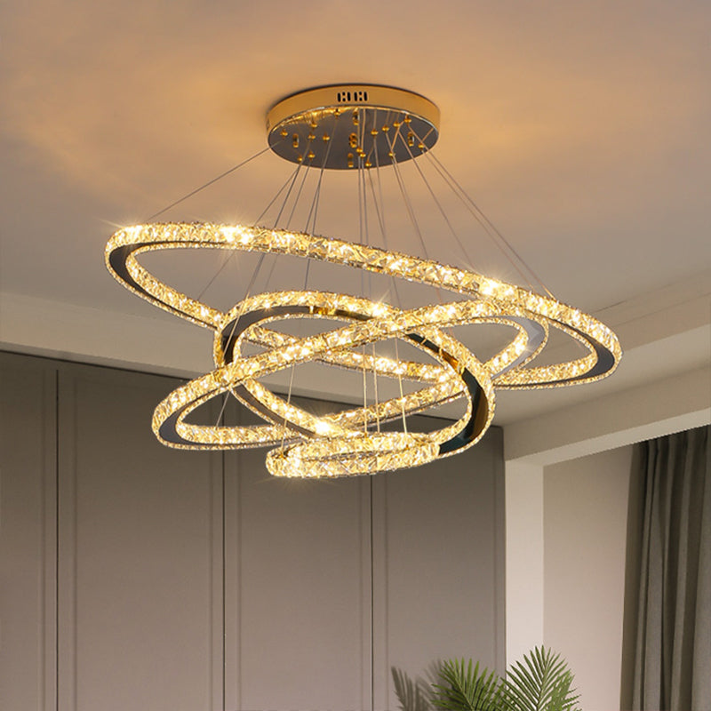 Modern Crystal Ring Pendant Light For Living Room