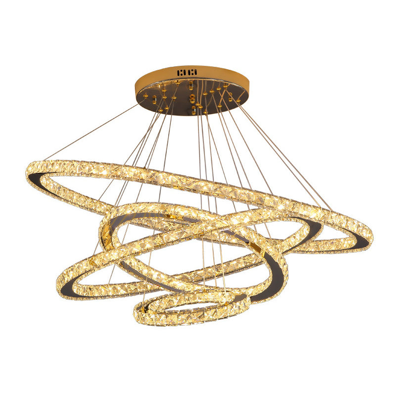 Modern Crystal Ring Pendant Light For Living Room