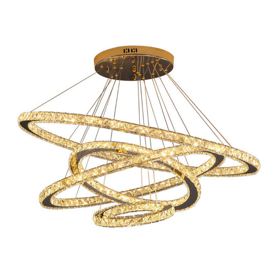 Modern Crystal Ring Pendant Light For Living Room