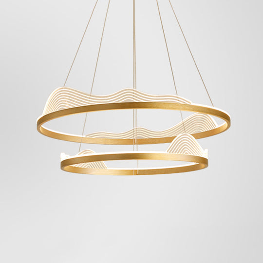 Modern Round Hanging Chandelier With Metal Suspension And Lace Decoration - Ideal For Living Room
