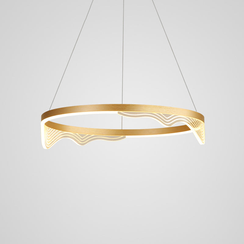 Stylish Lace-Adorned Metal Chandelier: Ultra-Modern Suspension Lighting For Living Room Gold / 23.5’