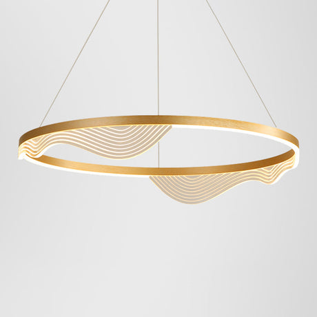 Modern Round Hanging Chandelier With Metal Suspension And Lace Decoration - Ideal For Living Room