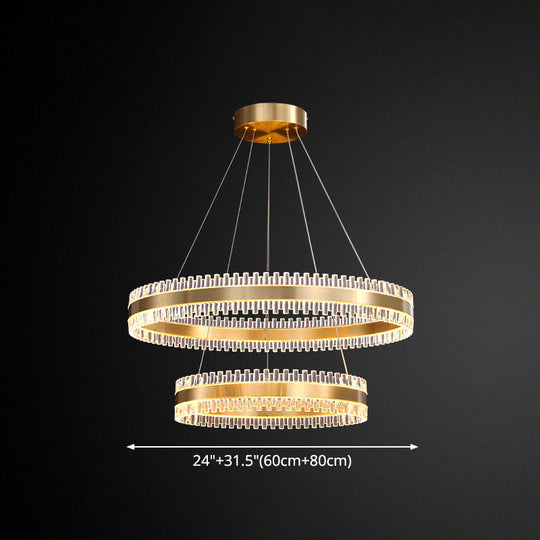 Contemporary Metal Chandelier Pendant Light - Interlace Rings Design For Living Room