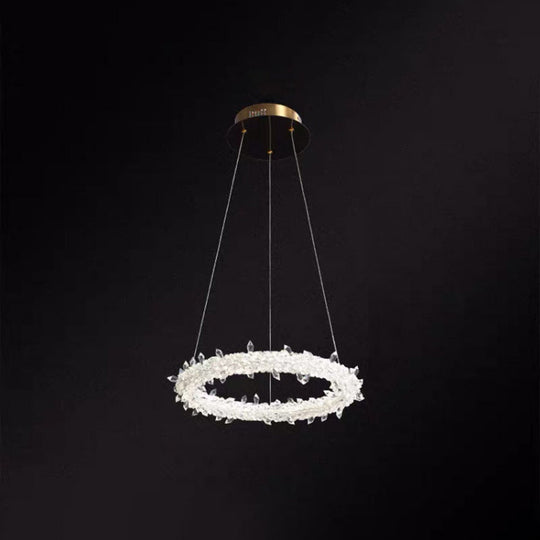Modern Crystal Circle Chandelier For Restaurants - Pendant Lighting Clear / 12’ With Lace